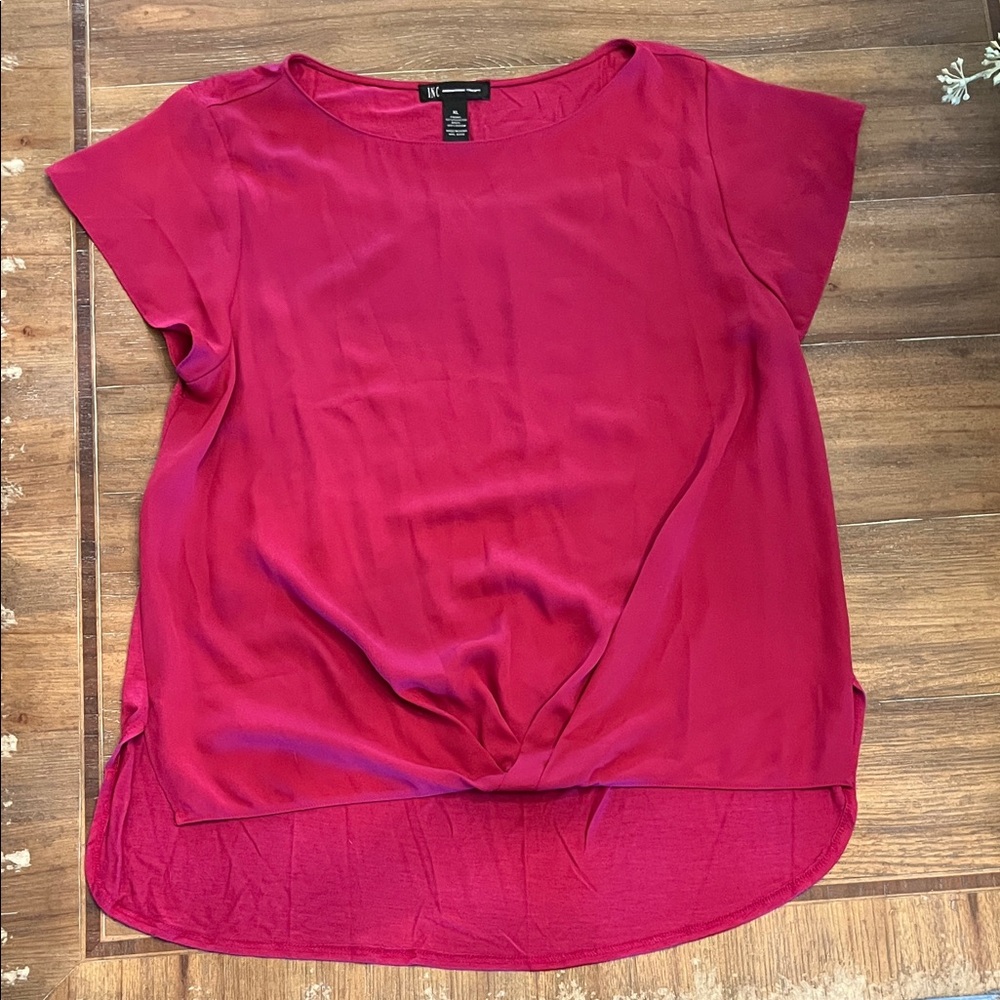 INC International Concepts Magenta Blouse with Twist Detail